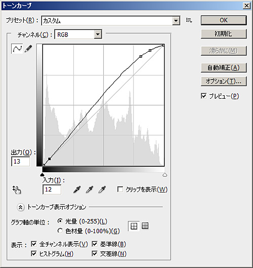 トーンカーブの設定