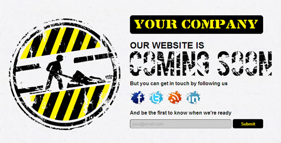 A Free HTML Coming Soon Under Construction Template