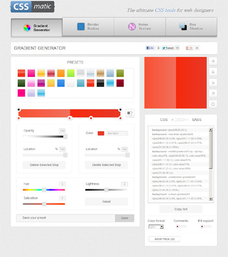 GRADIENT GENERATORを使ってみる - Webデザイナーさんブックマーク必須なジェネレーター「CSS matic」