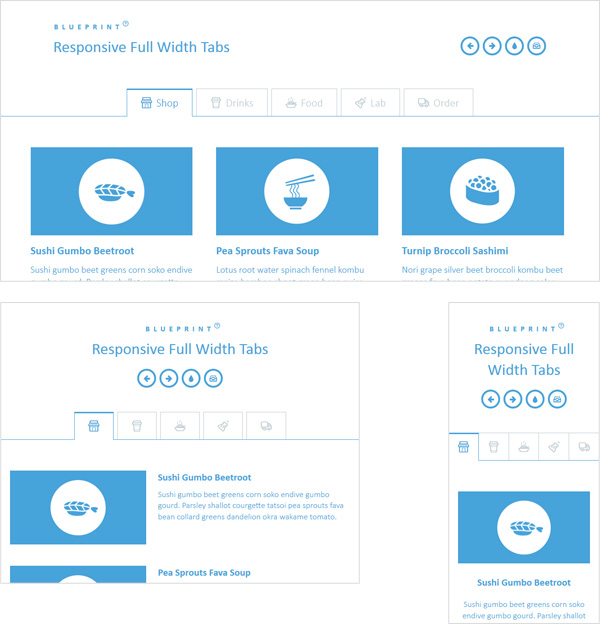 Responsive Full Width Tabs - レスポンシブデザインのナビゲーションアイデアいろいろ